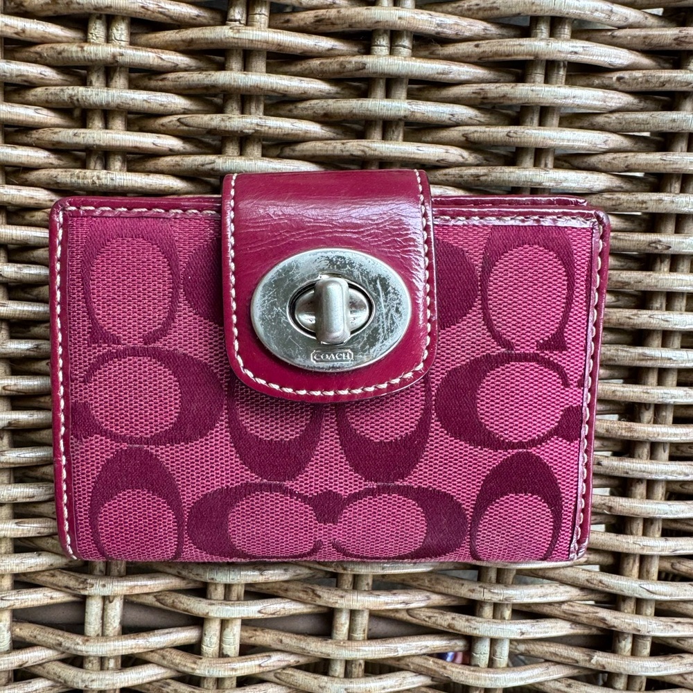 Coach Pink/Magenta Wallet with Turnlock Closure